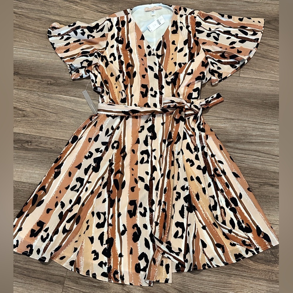 NWT! Hutch Anthropologie Blaise Wrap Dress Leopard Pattern Size 1X - Picture 2 of 10